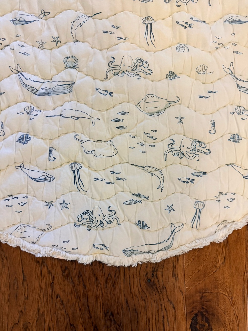 Organic Baby Play Mat - Life Aquatic Quilted Play Mat - Cream & Navy - Picture 5 of 6